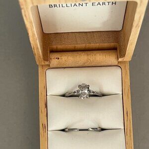 1.18 Carat Lab-Grown Diamond Platinum Engagement Ring & Wedding Band, Size 7